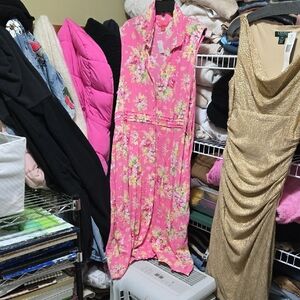 Floral Pink Sleeveless Dress April Cornel Size Xl